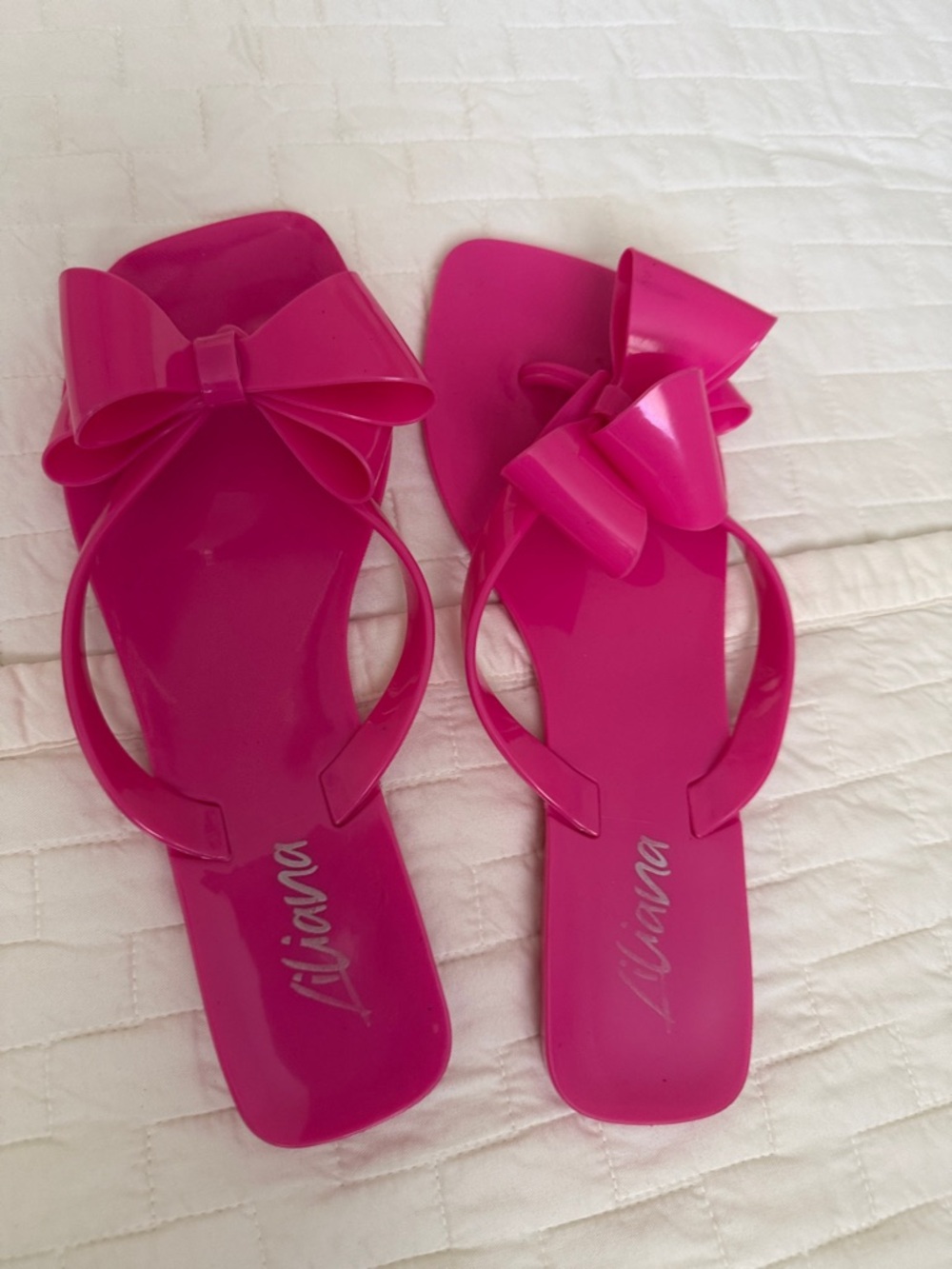 Liliana Hot Pink Bow Jelly Sandals for Women